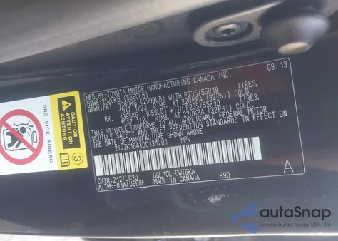 2013 Lexus Rx 350 из США, поврежденный, VIN 2T2ZK1BAXDC131201